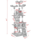 ZUN 67'' Multi-Level Cat Tree Tower, Kitten Condo House with Scratching Posts, Kitty Play Activity W2181P152200