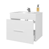 White 1-Drawer Floating Bathroom Vanity Set with Sink B062P355542