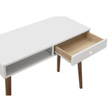 ZUN White and Walnut 1-Drawer Writing Desk B062P153672