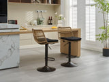 ZUN Set of 2 Rattan Bar Stool, 360 Swivel Bar Chair, Counter Height Chair with Footrest for Kitchen, W1752P195270