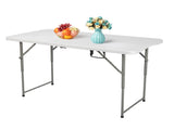 4ft Foldable Lift Patio Plastic Table White 36998812