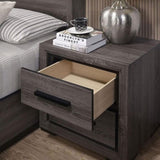 Gray 1pc Nightstand Bedroom Furniture Bedside Table 2-Drawers Two-tone Design w/ Black Trim Paper B011P222864