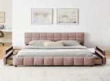 Queen Size Upholstered Bed ,comfortable upholstered bed frame, Chenille fabric, with headboard and W487P235284