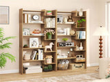 Natural 6-Tier Bookshelf Wooden Bookcase 40895702