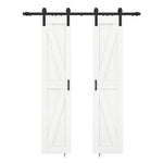 ZUN 36 in. x 84 in. Sliding Double Barn Door with 6FT Barn Door Hardware Kit ,K Frame,MDF+Solid Wood 53509487