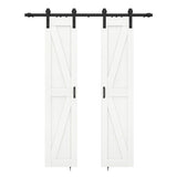 ZUN 36 in. x 84 in. Sliding Double Barn Door with 6FT Barn Door Hardware Kit ,K Frame,MDF+Solid Wood 53509487