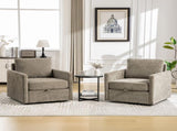 29.5''W Upholstered 360&deg Swivel Armchair with Hidden Storage, Comfy Diamond-Shape Tufted Armrests W3118P419158