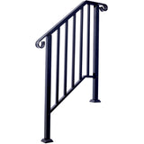 Handrails for Outdoor Steps, Fit 2 or 3 Steps Outdoor Stair Railing, Picket2 Wrought Iron Handrail, W465124223