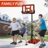 ZUN Use for Outdoor Height Adjustable 4.8 to 7.7ft Basketball Hoop 44 Inch Backboard Portable Basketball 88991401