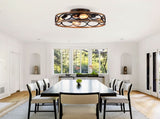 19INCH 7 Blades Caged Ceiling Fan with Remote Control ,Flush Mount Ceiling Fan with Light Kit W3596P457959