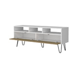 Olds TV Stand with 2 Doors and Open Storage, White and Natural Oak B128P287515