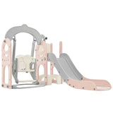 ZUN Toddler Slide and Swing Set 5 in 1, Kids Playground Climber Slide Playset with Telescope, 53058769