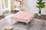 ZUN Convertible single sofa bed futon with gold metal legs teddy fabric W1097123595