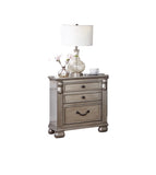 ZUN Classic Bedroom Formal Nightstand Antique Silver Finish 2-Drawers 1pc Bedside Table Plywood B011P191906