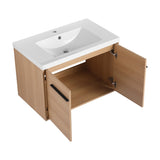 ZUN LEVISTAR oak 30 Inch Bathroom Vanity with resin Countertop Sink, 2 Doors Bathroom Cabinet Set W1972P165043