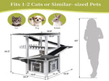 4 Tiers Outdoor Cat House Weatherproof Cat Tree Tower with Waterproof Roof and 2 Doors , Feral Cat 21197989