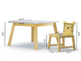 5 Piece Kiddy Table and Chair Set , Kids Wood Table with 4 Chairs Set Cartoon Animals 14281906