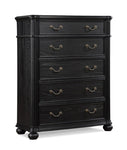 ZUN 1pc Traditional Vintage Antique Drawer Pull 5-Drawer Chest Black Gray Dark Finish Bedroom Living B011P167896