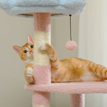 ZUN Flower Cat Tree 47.2" Multi-Level Cat Tower with Sisal Covered Scratching Posts, Cute Cat Condo for 05355028
