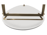 36 Inch Modern Coffee Table, Oval Elliptical Shape, White Mango Wood With Antique Brass B056P161686