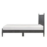 Mid-Century Modern Design Full Platform Bed 1pc Gray Finish Wooden Bedroom Furniture Vertical Slats B011P211339