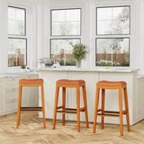 30" Bar Stool, Natural Finish, Saddle Leather Seat B04660610