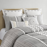 Cotton Printed Comforter Set with Chenille Gray Full/Queen B035128798