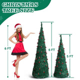 2 Pack, 6FT 5FT Artificial Pop Up Christmas Tree with Red Ball Ornaments for for Home Office Store 61198639
