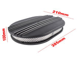 12" Oval Black Aluminum Half Finned Air Cleaner Assembly for Chevy Ford 5-1/8" Carb 60520274