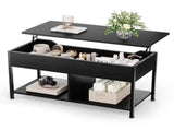 Lift Top Coffee Table with Storage 39" Center Table with Hidden Compartment & 2 Shelves Farmhouse, 60412506