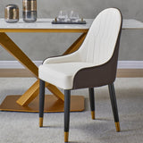 ZUN Dining Chair with PU Leather White solid wood metal legs 87768571