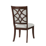 Traditional Dining Side Chairs Set of 2pc, Cherry Finish Wooden Beige Upholstered Seat Formal Chairs B011P309916
