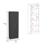 ZUN Multistorage Pantry Cabinet, Five Shelves, Double Door Cabinet -Black B20091964