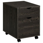 ZUN Dark Oak 2-Drawer File Cabinet with Casters B062P153725