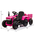 ZUN 12V Kids Ride On Tractor with Trailer, Battery Powered Electric Car w/ Music, USB, Music, LED W2181137658