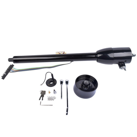 ZUN 30" Tilt Manual Floor Shift Steering Column with Key & 9 Bolt Adapter Black NEW 07767798