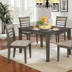 ZUN 5 Pc Dining Table Set Weathered Gray Dining Chairs & Table Solid wood Beige Padded Fabric Cushions B011115506