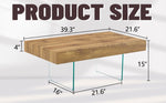 ZUN Natural Style MDF Coffee Table - 39.3"x21.6" with Tempered Glass Legs.Density Board W1151P233514