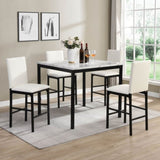 White Counter Height Chairs 4pc Set Black Metal Frame Casual Dining Room Furniture Faux Leather B011133383