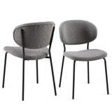 Grey Boucle Fabric Dining Chairs Set of 2,Dining Chairs with Metal Legs for Dining Room, Kitchen, W1164P195060