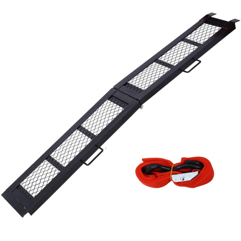 ZUN 80" Steel Loading Ramp, 500LBS Capacity, Portable Motorcycle Ramp, Folding ATV Ramp for Pick up W465106377