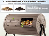 Dual Chamber Compost Tumbler 37.5Gal 360&deg Rotating Compost Bin with Stirring Blades for 83735860