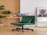 Green Velvet Criss Cross Armless Office Chair with Wheels - Versatile for Home Office, Meditation & W3394P329164