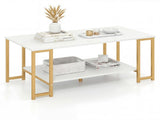 2-Tier Modern Coffee Table with Open Storage Shelf for Living Room & Robot Vacuum Friendly 14480497