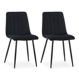 Velvet Dining Chairs set of 2, Metal Leg, Black 92584737