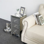 ZUN Modern and Contemporary Mirrored 3-Drawers Nightstand Bedside Table 34787396