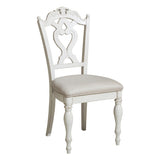 ZUN Victorian Style Antique White Desk Chair 1pc Upholstered Cushioned Seat Traditional Craving Wooden B011P151480