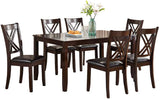 7pcs Dining Set Dining Table 6 Side Chairs Clean Espresso Finish Cushion Seats X Design back Chairs HS00F2554-ID-AHD