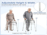 Silver Foldable Walker, 2-Button Folding Mechanism & 7-Level Adjustable Height , 350LBS 04789296