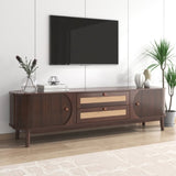 ZUN Rattan TV Stand for TVs up to 75'', Modern Farmhouse Media Console, Entertainment Center with Solid WF316663AAP